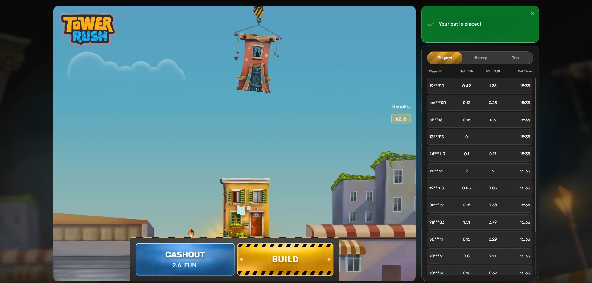 Tower Rush crash game official overview by Galaxsys India