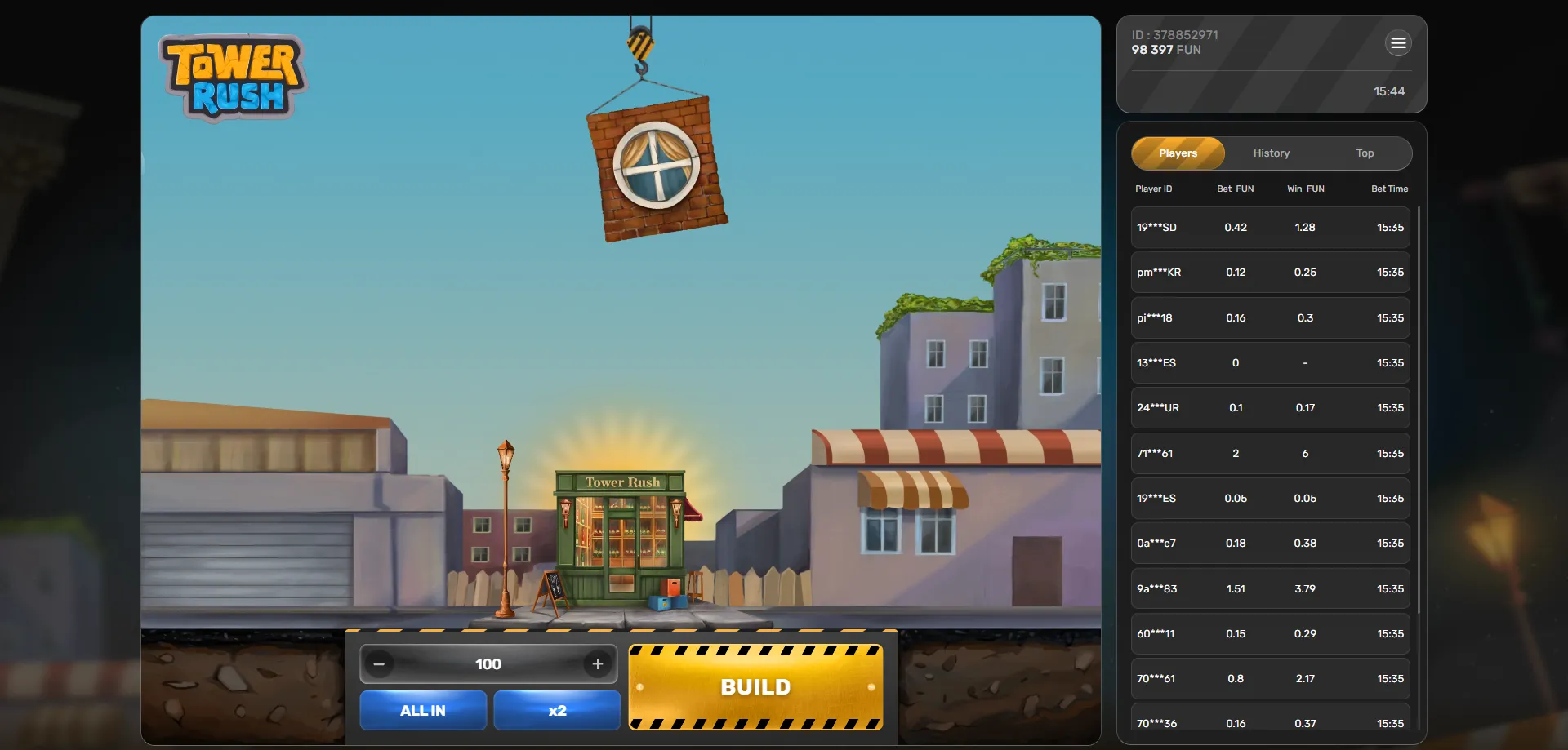 Register at a casino to play Tower Rush real money game in India